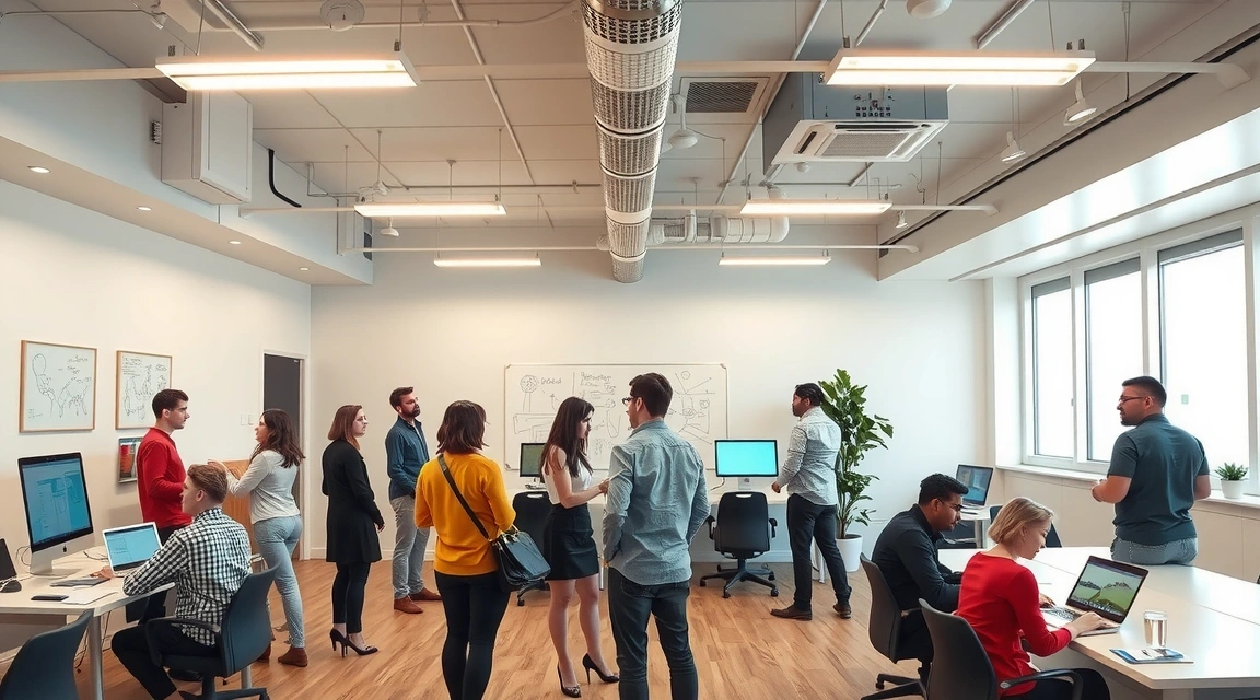 Modern tech office collaboration