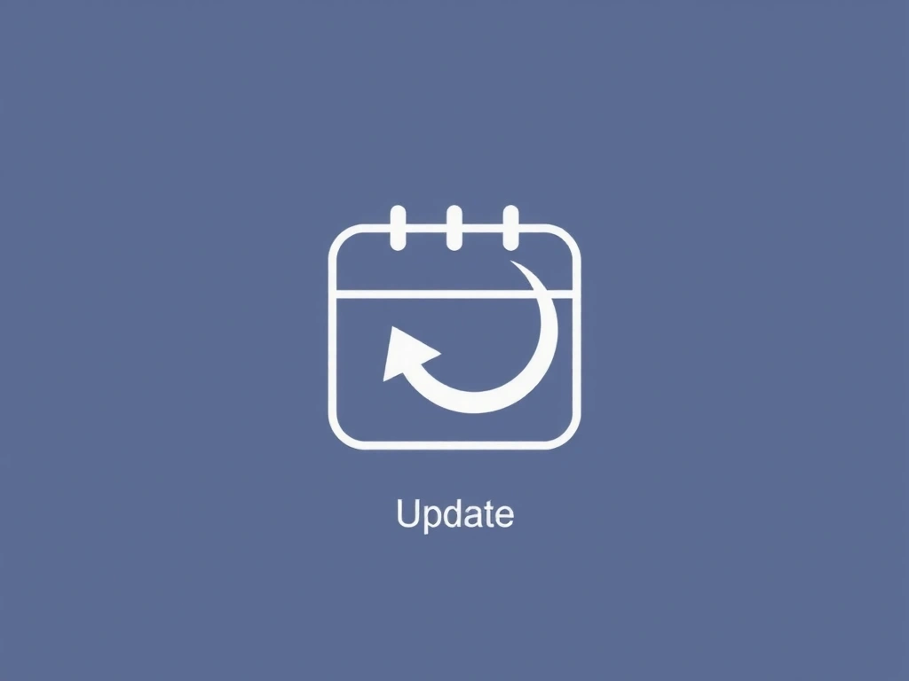 A calendar icon with a refresh symbol, depicting policy updates. The background is subtle and represents digital consistency.