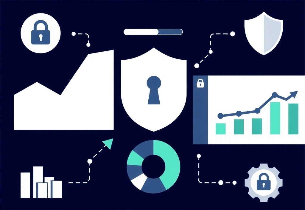 Charts, graphs, and security icons
