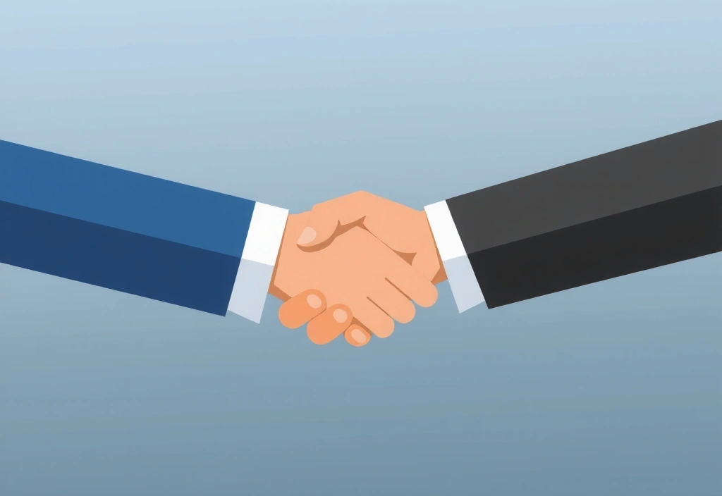 Digital handshake illustrating agreement and trust