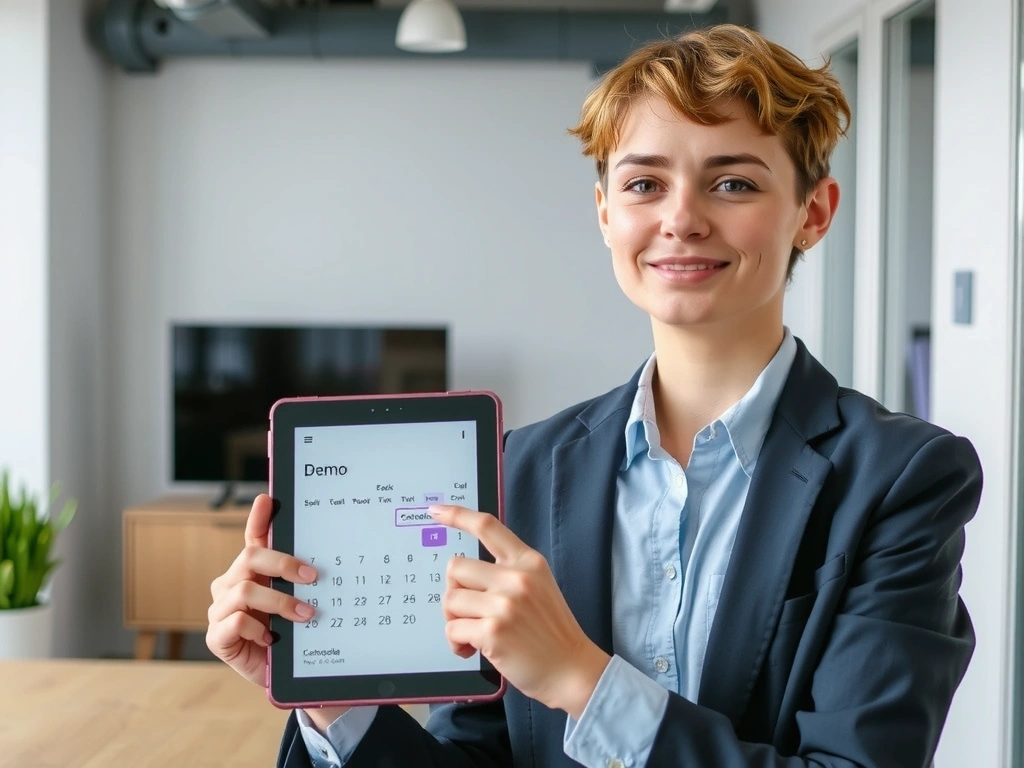 Greneshodes team member scheduling a demo on a tablet