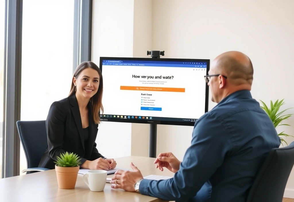 Greneshodes consultant presenting a demo to a client